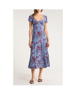 Reformation Afton Floral Print Maxi Dress - Blue