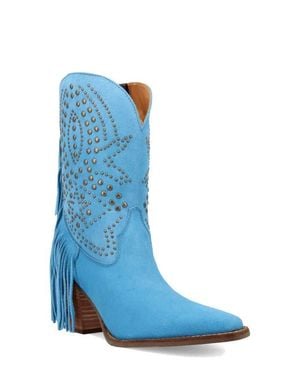 Dingo Star Power Fringe & Stud Western Boot - Blue