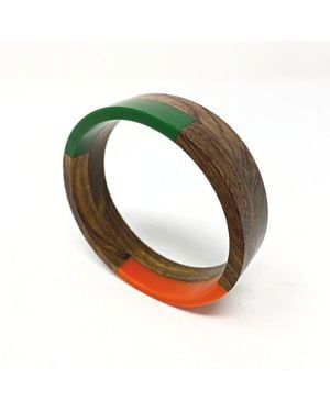 Youzey Tri-Tone Stackable Wood Bangle - Green