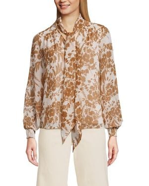 Lands' End Chiffon Removable Tie Neck Blouse - Brown