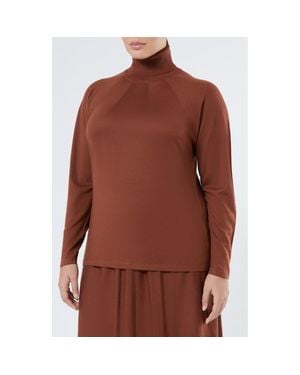 Marina Rinaldi Fatima Turtleneck Virgin Wool & Cashmere Sweater - Brown