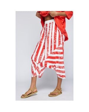 Luukaa Thessaly Striped Jersey Harem Pants - Red