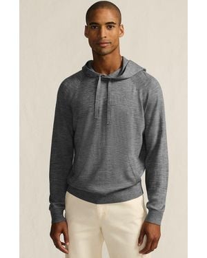 Lands' End Long Sleeve Washable Merino Pullover Hoodie - Gray