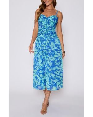 Vici Collection Esperanze Ruched Floral Drop Waist Dress - Blue