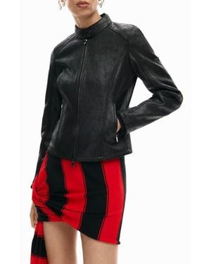 Desigual Faux Leather Jacket - Black