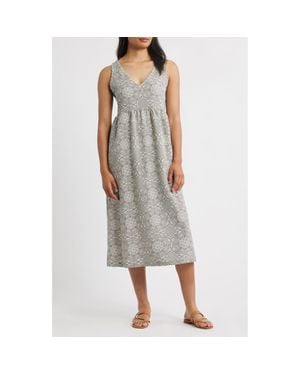 Bobeau Tie Back Sleeveless Midi Dress - Gray