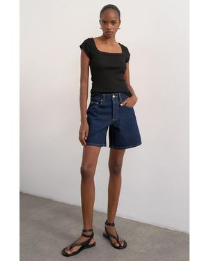 TOPSHOP Editor Mid Rise Denim Shorts - Blue