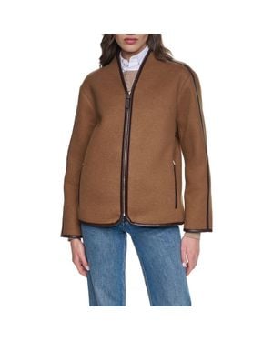 Cole Haan Faux Shearling Coat - Brown