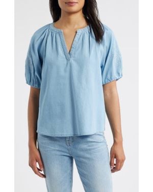 Beach Lunch Lounge Laurent Embroidered Denim Top - Blue