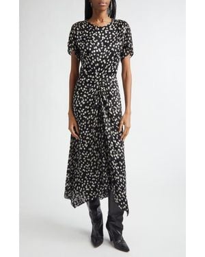 Isabel Marant Herva Floral Dévoré Georgette Ruched Dress - Black