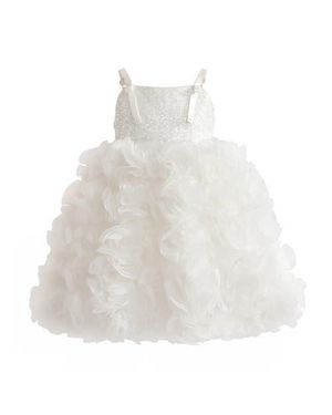 Tulle Arabella Glitter Ruffle Dress - White
