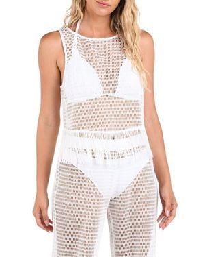 La Blanca Fringe Trim Crochet Tank - White