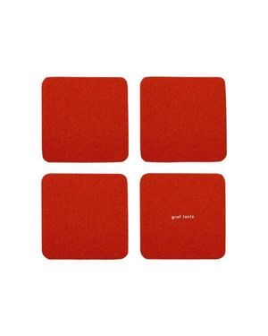 Graf & Lantz Bierfilzl Merino Wool Square Coaster Solid 4 Pack - Red
