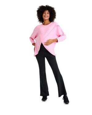 Accouchée Let Loose Crossover Long Sleeve Maternity/Nursing Knit Top - Pink