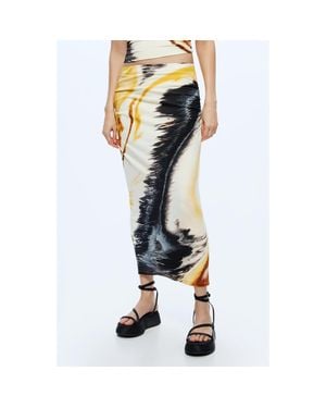 Desigual Abstract Print Midi Skirt - Blue