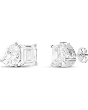 SHYMI Emerald And Pear Stud Earrings - Metallic