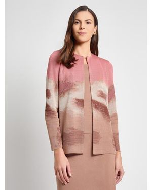 Misook Heritage Landscape Pattern Knit Jacket - Pink