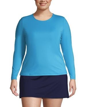 Lands' End Sunshade Upf 50 Long Sleeve Rash Guard Swim Tee - Blue