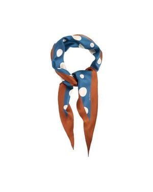 Lost Pattern Retro Polka Silk Diamond Neckerchief - Blue
