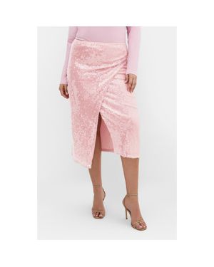 City Chic Sequin Midi Skirt - Pink