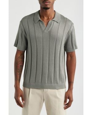 Open Edit Boxy Short Sleeve Polo Sweater - Gray