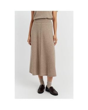 Chinti & Parker Wool Cashmere Midi Skirt - Brown