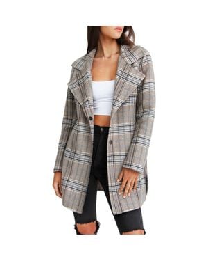 Belle & Bloom Ex-Boyfriend Plaid Wool Blend Coat - Gray