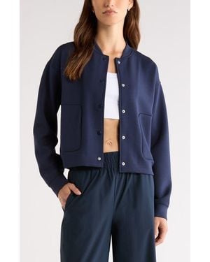 Zella Ultra Luxe Snap Front Jacket - Blue