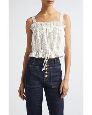Ulla Johnson Isola Cotton Eyelet Top - Blue