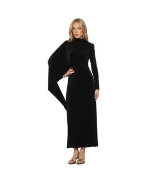 Alexia Admor Aziel Mockneck Cape Maxi Dress - Black