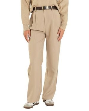 Grey Lab Pleated Wide Leg Pants - Natural