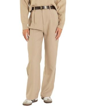 Grey Lab Pleated Wide Leg Pants - Natural