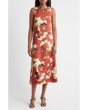 Anne Klein Floral Sleeveless Swing Dress - Orange