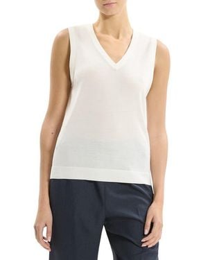 Theory V-Neck Slim Fit Wool Tank - White