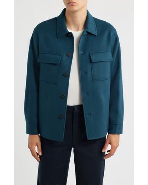 Theory Clyfford Wool & Cashmere Shirt Jacket - Blue