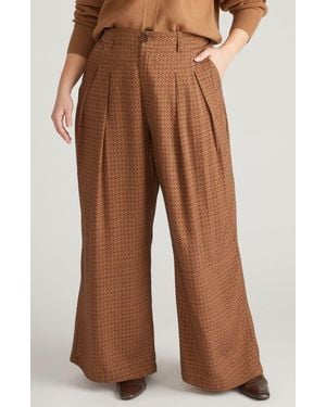 UNIVERSAL STANDARD Cooling Cupro Wide Leg Pants - Brown
