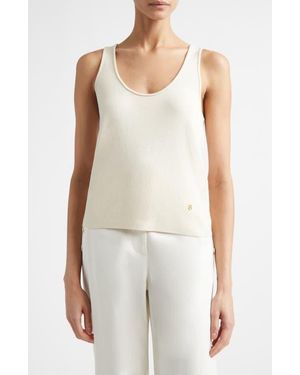 St. John Silk & Cotton Sweater Tank - White