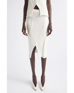 AISLING CAMPS Eddy Diagonal Seam Cotton Blend Sweater Skirt - Natural