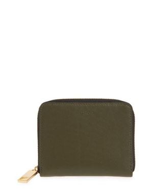 AllSaints Lena Hex Leather Zip Wallet - Green