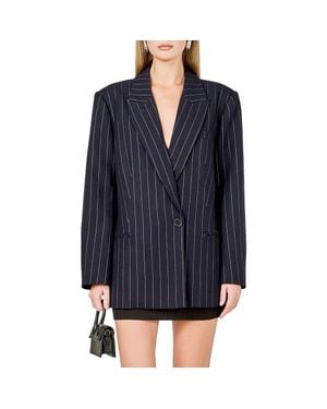 Endless Rose Oversize Pinstripe Blazer - Blue
