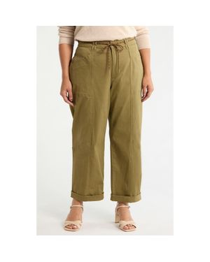 Wit & Wisdom Ultra Skyrise Relaxed Drawstring Waist Stretch Cotton Pants - Green