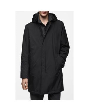 Mango Water Repellent Quilted Lining Parka - Black
