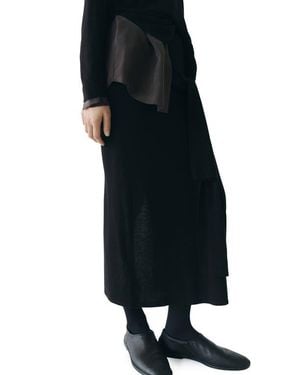 Mango Knotted Knit Midi Skirt - Black