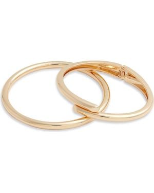 Open Edit Set Of 2 Bangle & Hinged Bypass Bracelets - Metallic