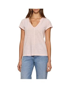 Sanctuary The New Girl Split Neck T-Shirt - Blue