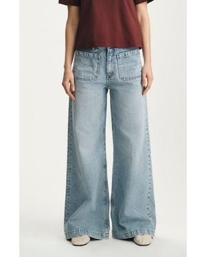 Mavi Christine Patch Pocket Wide Leg Jeans - Blue