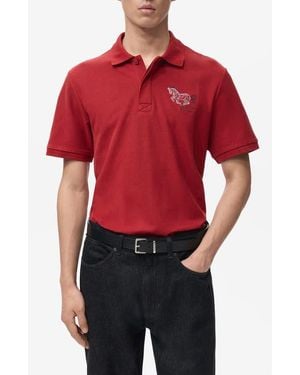 Mango Embroidered Cotton Piqué Polo