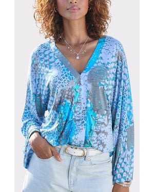 Lascana Printed Long Sleeve Top - Blue