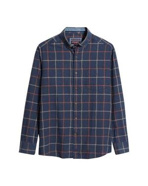 Johnston & Murphy Neal Heather Windowpane Shirt - Blue