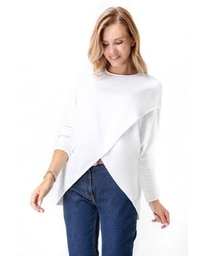 Accouchée Let Loose Crossover Long Sleeve Maternity/Nursing Knit Top - White